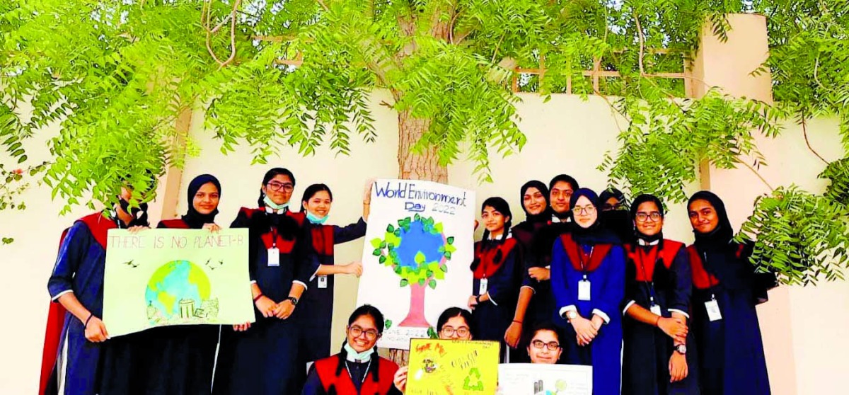 MES students participating in an activity to mark World Environment Day.