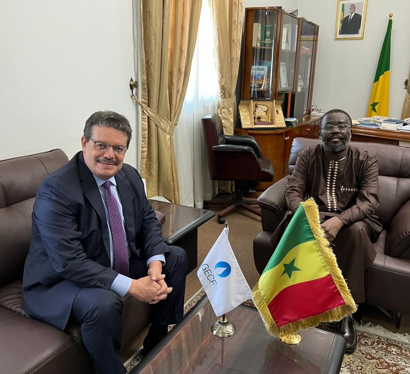 Secretary General Eng. Mohamed Hamel with the Ambassador Extraordinary and Plenipotentiary of Senegal to the State of Qatar H E Dr Mouhamed Habibou Diallo during the meeting.