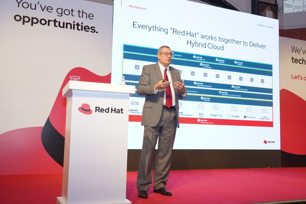 Philip Andrews, Vice President - CEMEA at Red Hat speaking during the event.