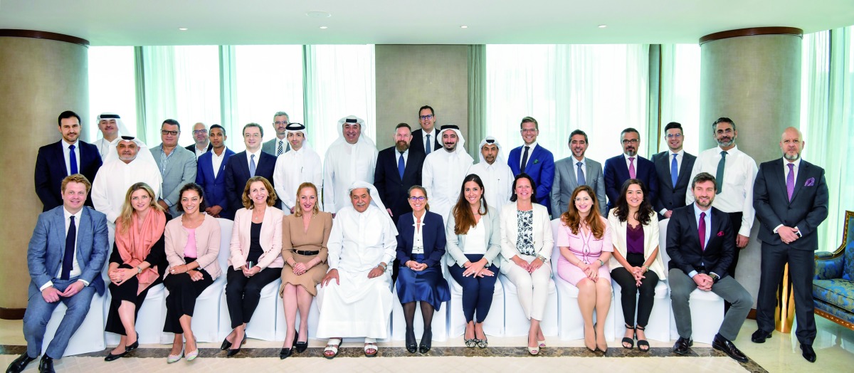 H E Edgar Doerig, Ambassador of Switzerland to Qatar, QBA’s Board Member Sherida Al Kaabi, with other members from the QBA and Swiss delegation, during the meeting in Doha, recently. 
