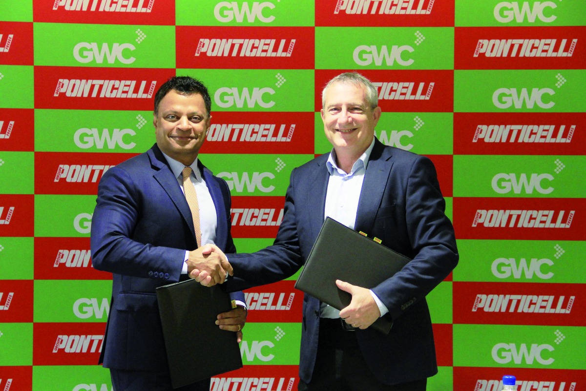 Ponticelli Frères Group Qatar Country Manager Charles CAIA and GWC Group CEO Ranjeev Menon, during the agreement signing ceremony, recently.  