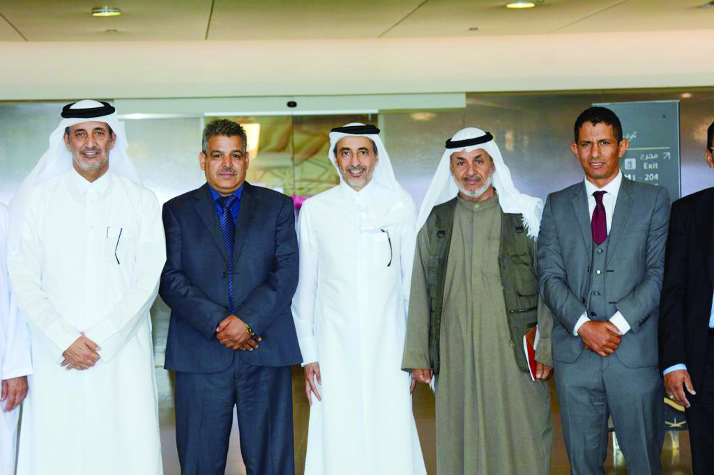 Minister of Youth and Sports H E Salah bin Ghanem Al Ali  with head and members of the executive office of the Arab Association for Camal Racing.