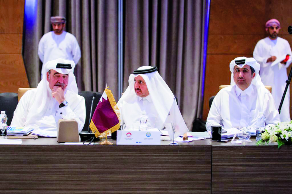 Qatar Chamber’s Chairman Sheikh Khalifa bin Jassim Al Thani, Board Member Abdul Rahman bin Abdul Jalil Al Abdul Ghani, and General Manager Saleh bin Hamad Al Sharqi, during the GCC meeting in Oman, yesterday. 