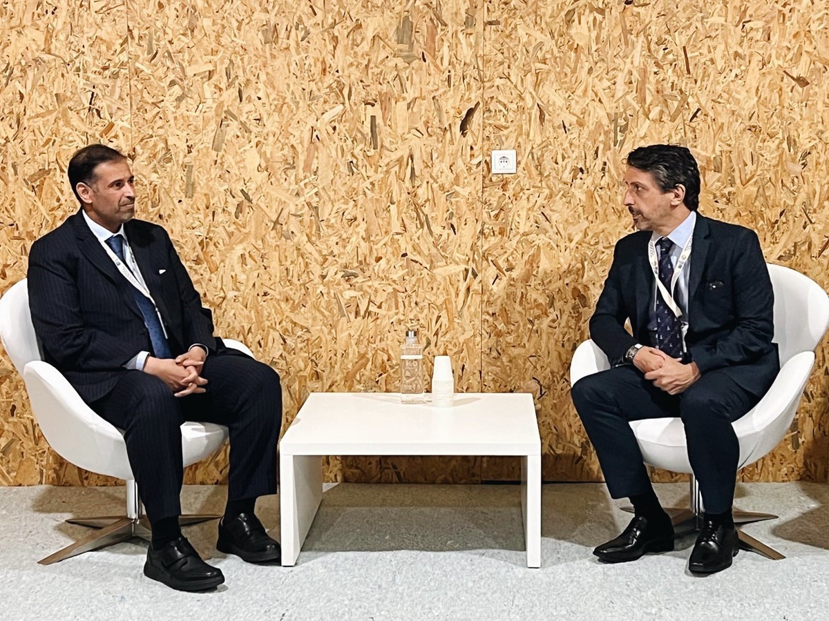 Minister of Environment and Climate Change H E Sheikh Dr. Faleh bin Nasser Al Thani meeting with Minister of Environment of Brazil H E Joaquim Leite on the sidelines of the United Nations Ocean Conference, in Lisbon.