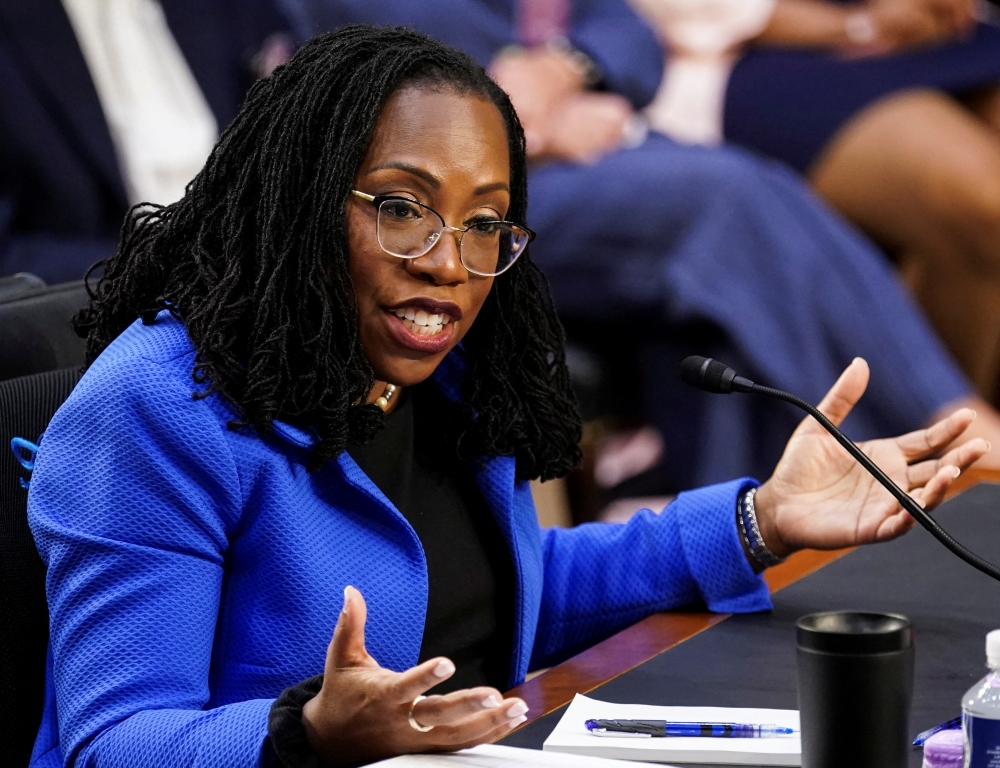 Judge Ketanji Brown Jackson testifies during the third day of Senate Judiciary Committee confirmation hearings on her nomination to the U.S. Supreme Court, on Capitol Hill in Washington, U.S., March 23, 2022. Reuters/Kevin Lamarque/File Photo
