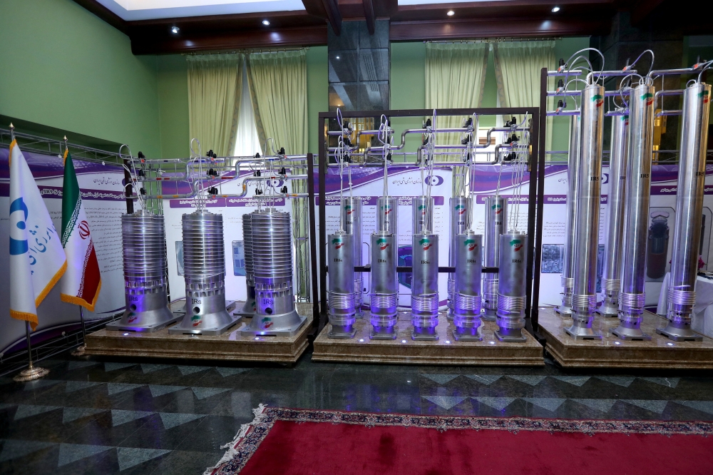A number of new generation Iranian centrifuges are seen on display during Iran's National Nuclear Energy Day in Tehran. (Reuters/File photo)