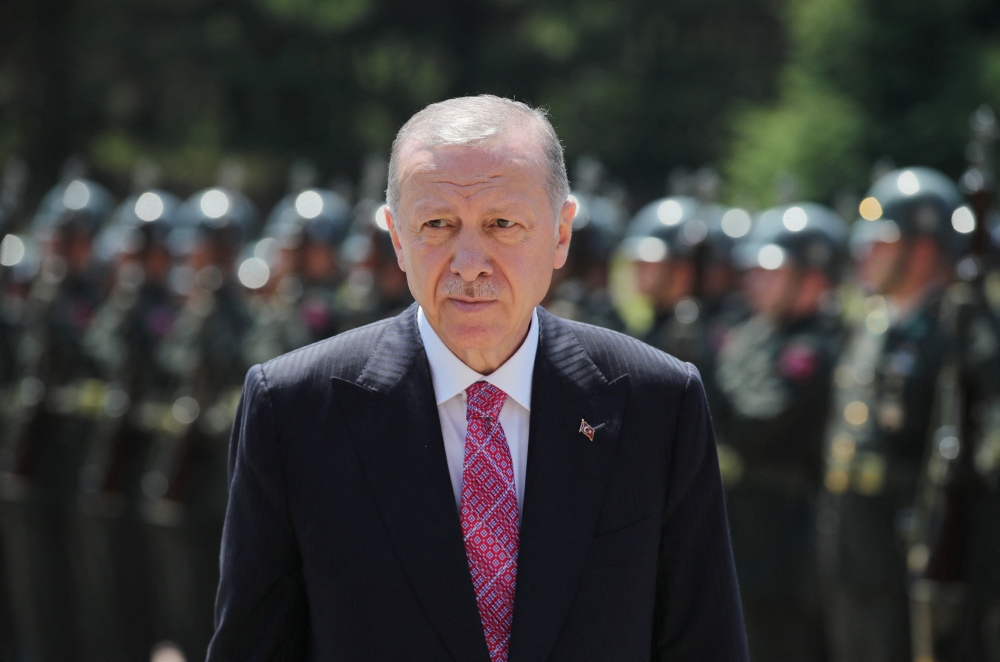 Turkish President Tayyip Erdogan arrives at National Defence University for a graduation ceremony in Istanbul, Turkey, on July 1, 2022. (Reuters)