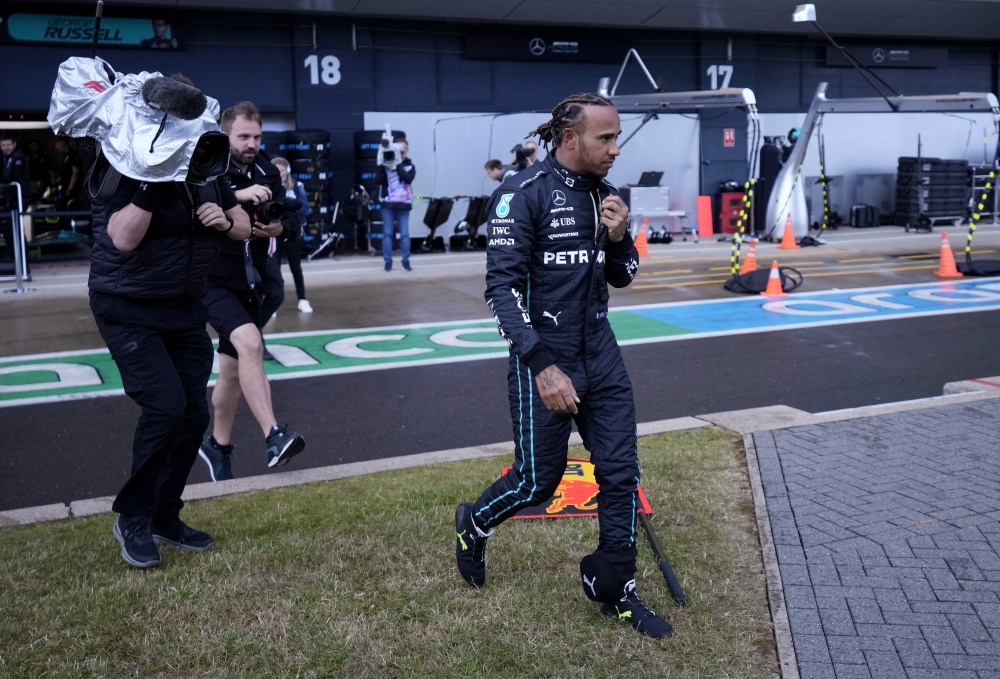 Lewis Hamilton during practice on July 1, 2022. (Reuters/Matt Dunham)