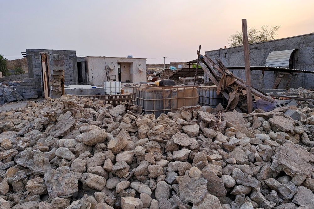 A general view shows destruction in the wake of an earthquake in Sayeh Khosh village in Hormozgan, Iran, July 2, 2022. ISNA/WANA (West Asia News Agency) via REUTERS