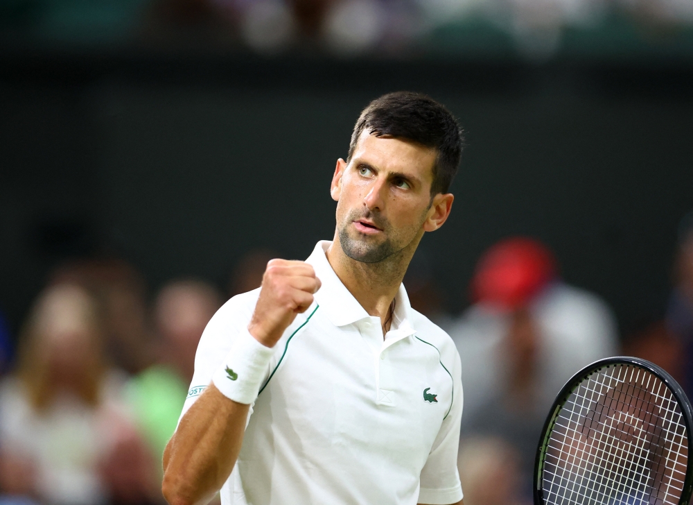 July 3, 2022 Serbia's Novak Djokovic reacts during his fourth round match against Netherlands' Tim van Rijthoven REUTERS/Hannah Mckay