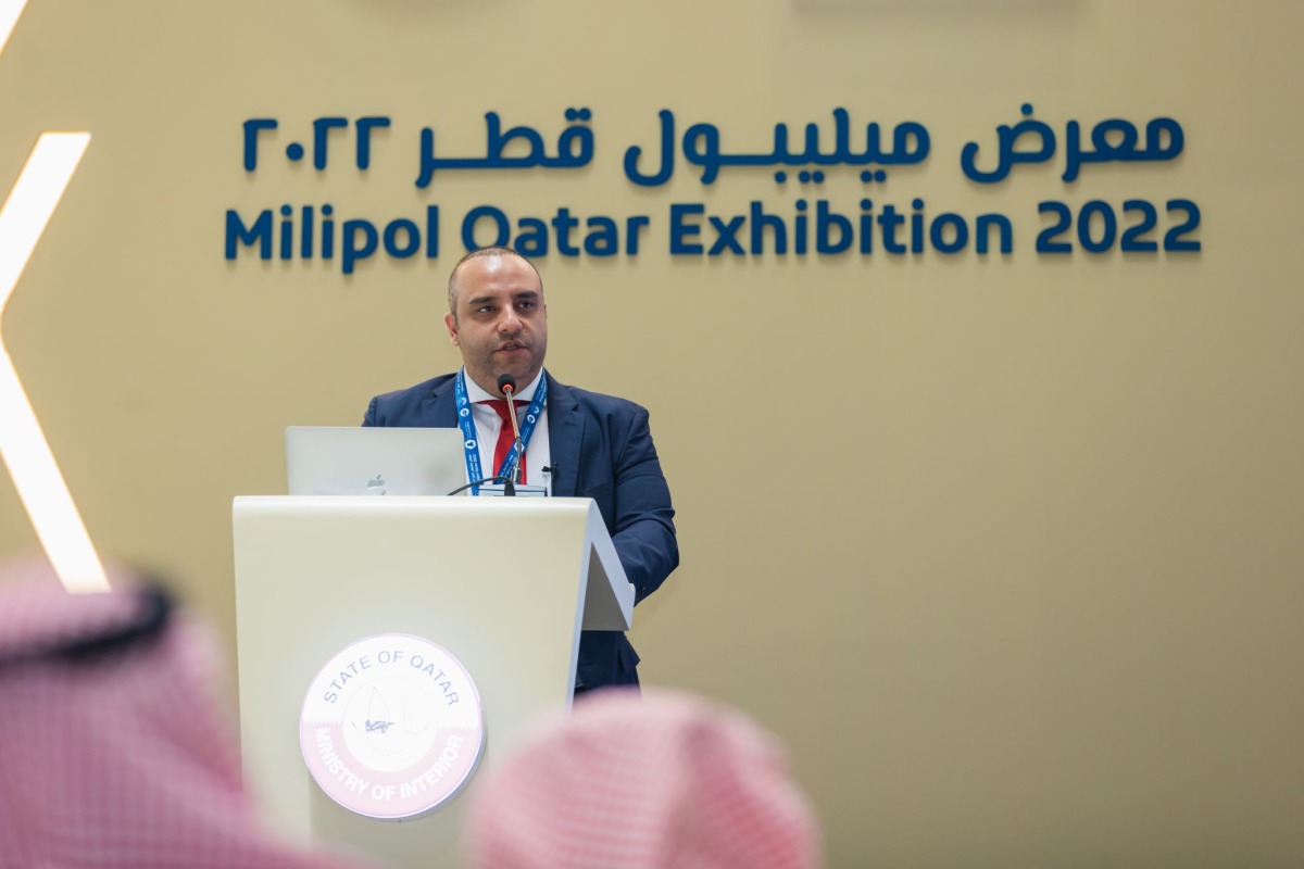 SCS Managing partner, Walid Chahine speaking at Milipol Qatar exhibition 2022 about the anti-drone project with Security and Safety Operations Committee SSOC.