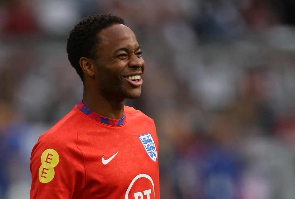 England's Raheem Sterling during the warm up before the match Action Images via Reuters/Lee Smith/File Photo
