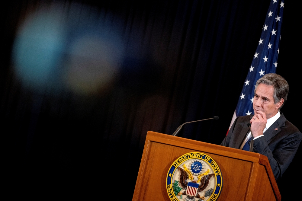 US Secretary of State Antony Blinken attends a news conference during his official visit to Thailand, in Bangkok, Thailand, on July 10, 2022. (Stefani Reynolds/REUTERS)