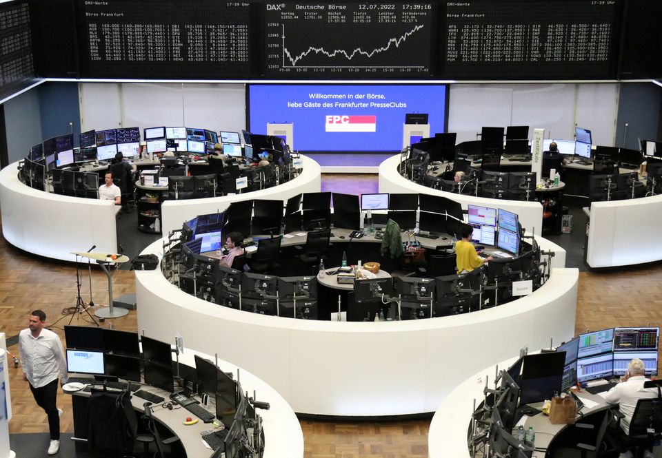 The German share price index DAX graph is pictured at the stock exchange in Frankfurt, Germany, July 12, 2022. REUTERS/Staff


