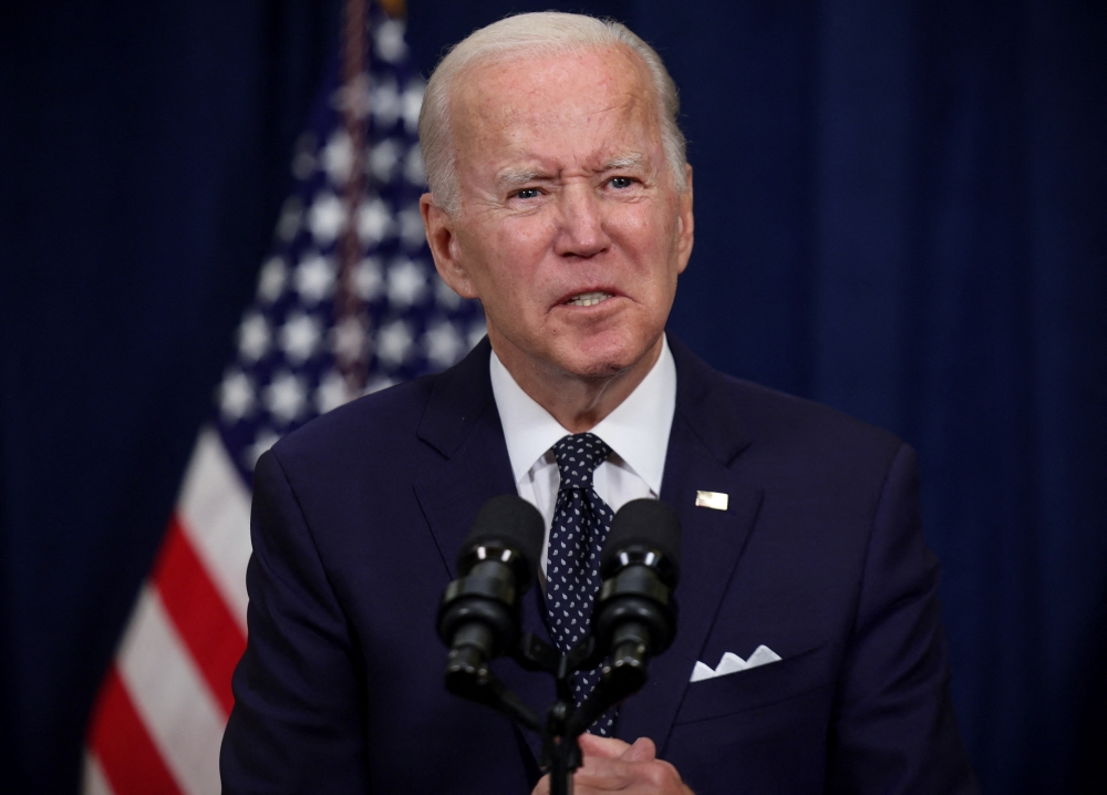 U.S. President Joe Biden attends a news conference at Waldorf Astoria in Jeddah, Saudi Arabia July 15, 2022. REUTERS/Evelyn Hockstein