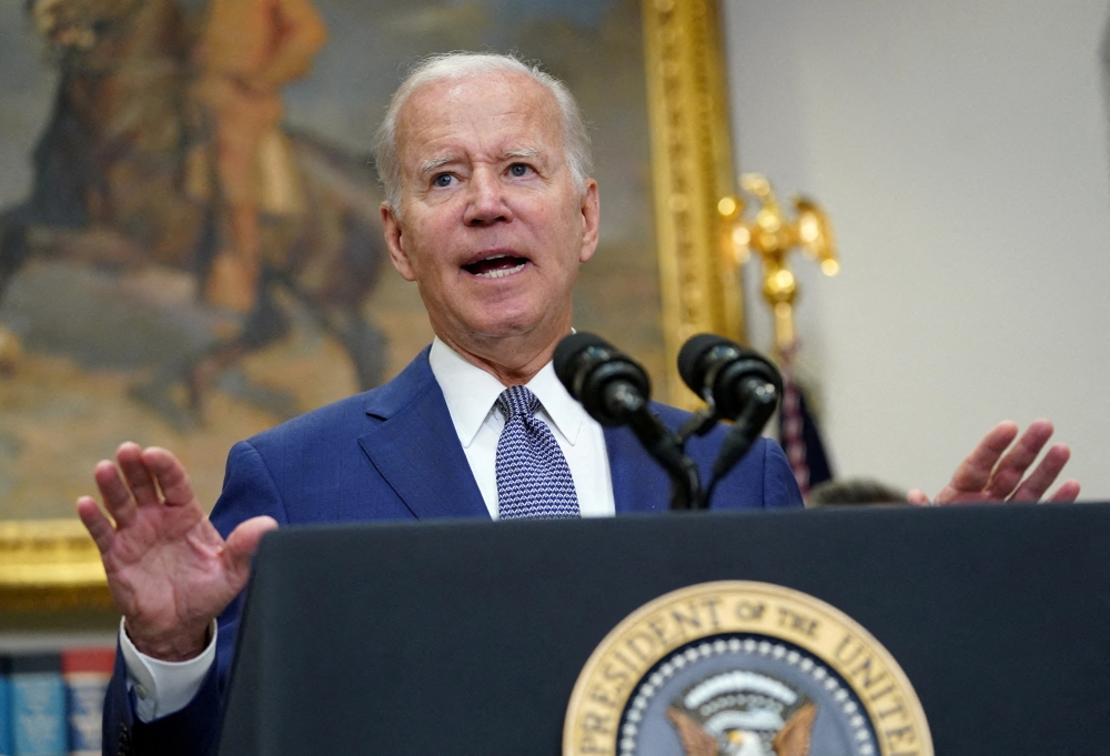 FILE PHOTO: U.S. President Joe Biden speaks at the White House in Washington, U.S., July 8, 2022. REUTERS/Kevin Lamarque/File Photo