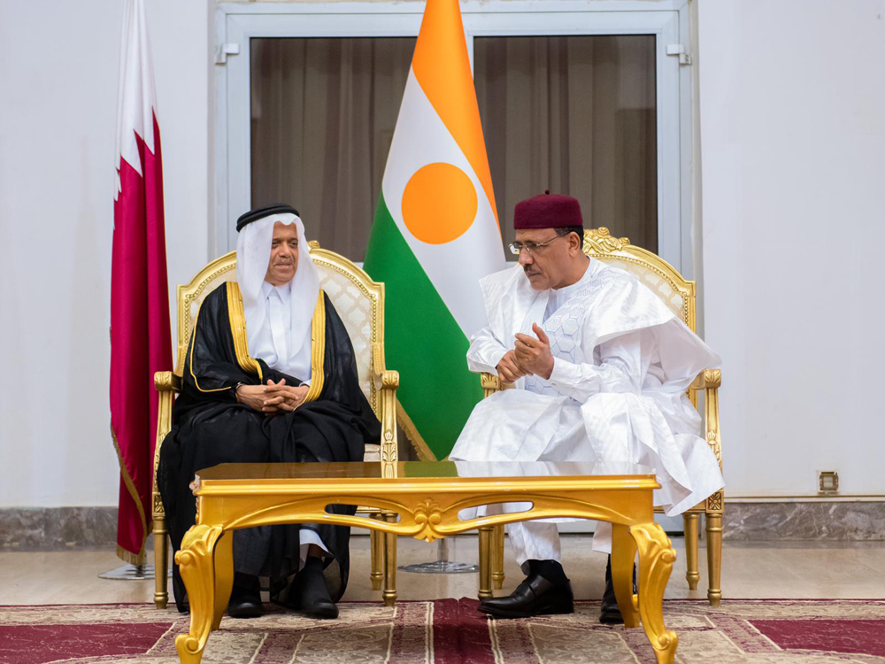 President of Niger H E Mohamed Bazoum with Ambassador of Qatar H E Ahmed bin Abdulrahman Al Sunaidi, in Niamey, Niger.  
