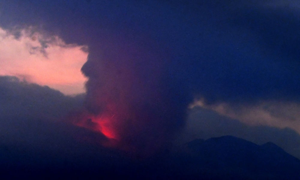 A remote camera image show shows an eruption of Sakurajima in Tarumizu, Kumamoto prefecture, western Japan, July 24, 2022. in this photo taken by Kyodo. Mandatory credit Kyodo via REUTERS
