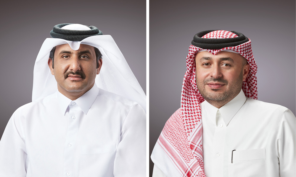 Sheikh Faisal bin AbdulAziz bin Jassem Al Thani (left), Chairman of Ahlibank and Hassan Ahmed AlEfrangi, Ahlibank’s CEO