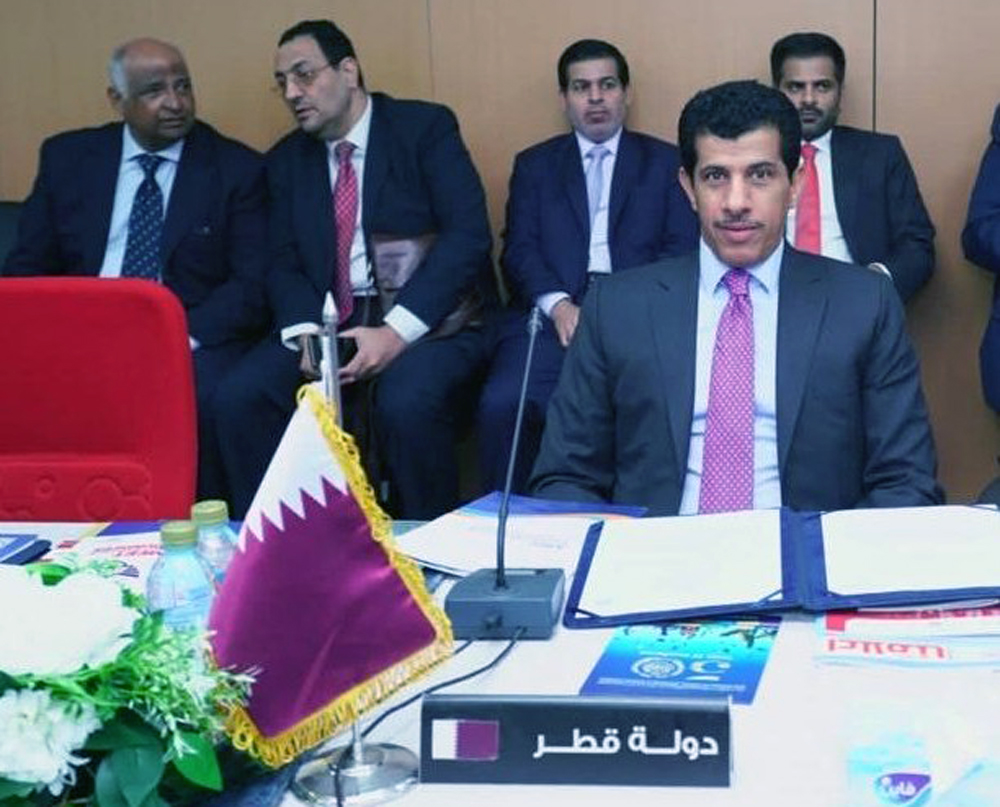 Permanent Representative of Qatar to the Arab League H E Salem Mubarak Al Shafi taking part in the meeting.