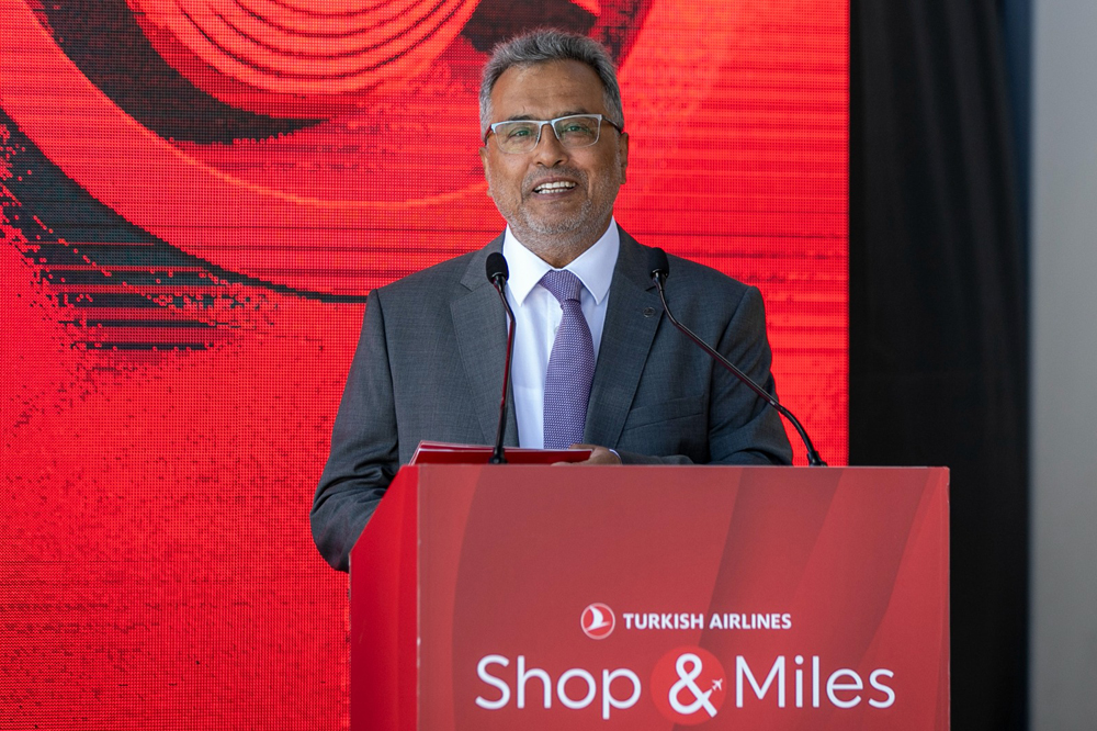Turkish Airlines Chairman of the Board and the Executive Committee, Prof. Dr. Ahmet Bolat addressing an event.