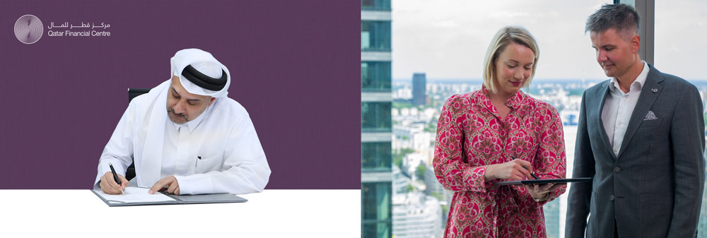 FROM LEFT TO RIGHT: Yousuf Mohamed Al Jaida, CEO at QFC with Piotr Mieczkowski, Managing Director and Aleksandra Brzozowska, Member of the Management at Digital Poland Foundation during the MoU signing ceremony, recently. 