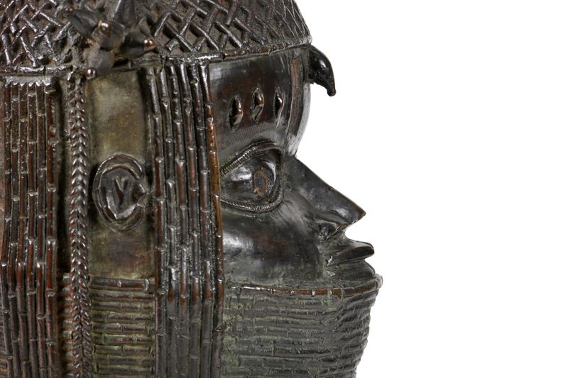 File Photo: A view of the Benin bronze depicting the Oba of Benin is seen at The Sir Duncan Rice Library in Aberdeen. (Reuters)