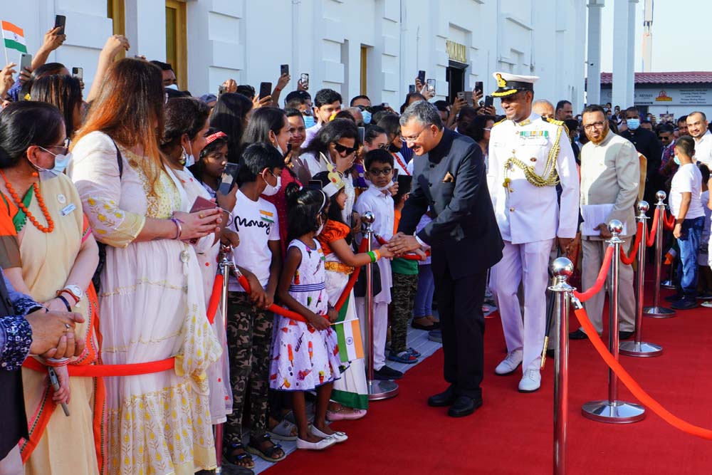Indian Ambassador H E Dr. Deepak Mittal with community members.