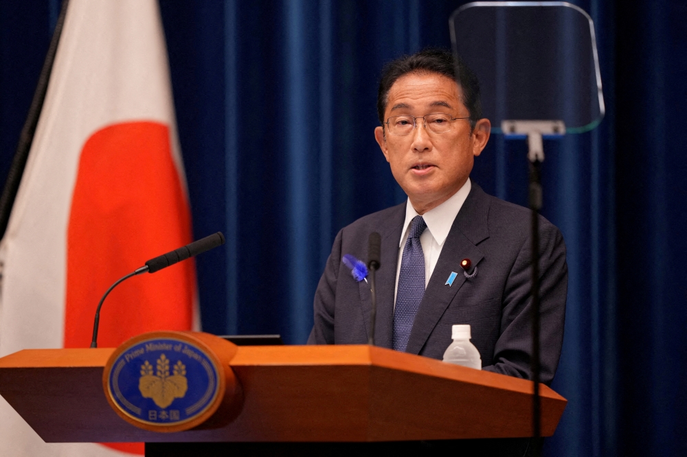 Japan's Prime Minister Fumio Kishida delivers a speech at his official residence in Tokyo, Japan July 14, 2022. Xinhua/Zhang Xiaoyu/Pool via REUTERS/File Photo