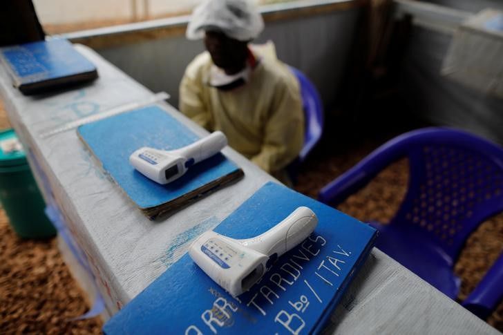 Thermometers are pictured at the entrance of an Ebola Treatment Centre in the Eastern Congolese town of Butembo in the Democratic Republic of Congo, October 4, 2019. REUTERS/Zohra Bensemra/File Photo


