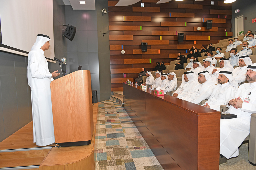 Chairman of GAC Ahmed bin Abdullah Al Jamal addressing the attendees of the FIFA World Cup Qatar 2022 preparatory event.