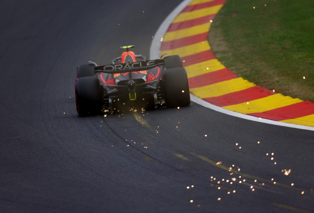 Red Bull's Sergio Perez during final practice before qualifying for the Belgian Formula One Grand Prix at the Spa-Francorchamps, Spa, Belgium, on Saturday.  REUTERS/Johanna Geron