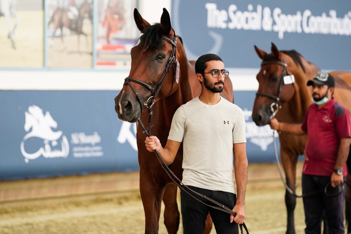 Riders during vet check ahead of the opening round of the sixth edition of Qatar Equestrian Tour - Longines Hathab. 