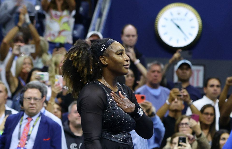 Tennis - U.S. Open - Flushing Meadows, New York, United States - September 2, 2022 Serena Williams of the U.S. reacts after losing her third round match against Australia's Ajla Tomljanovic REUTERS/Mike Segar
 
