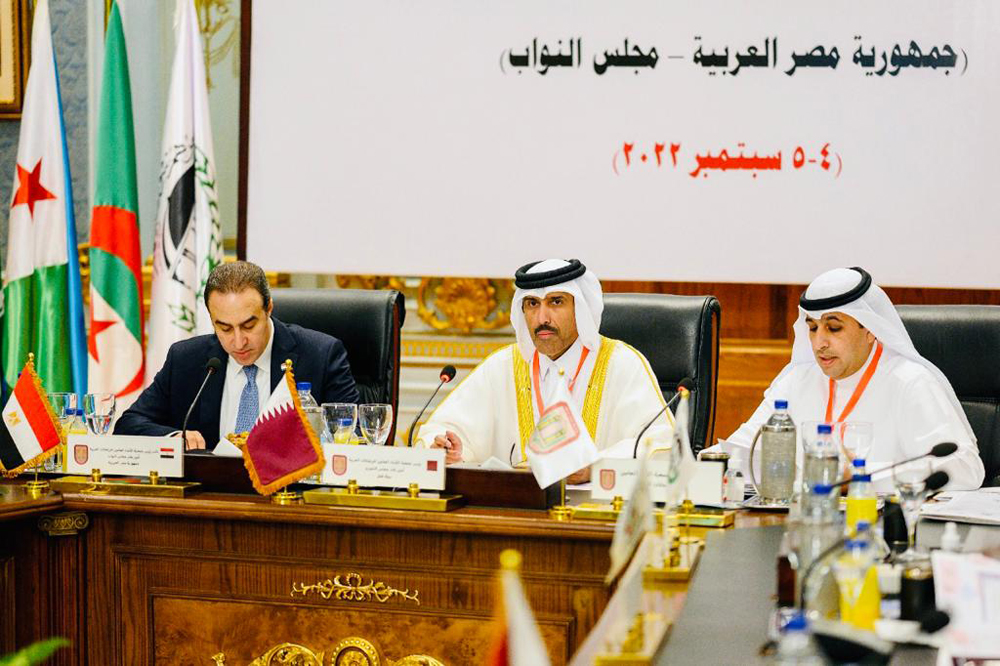 Secretary-General of the Shura Council and President of Arab Association of Secretaries General of Parliaments H E Dr. Ahmed bin Nasser Al Fadhala chairing the AASGP Conference in Cairo.