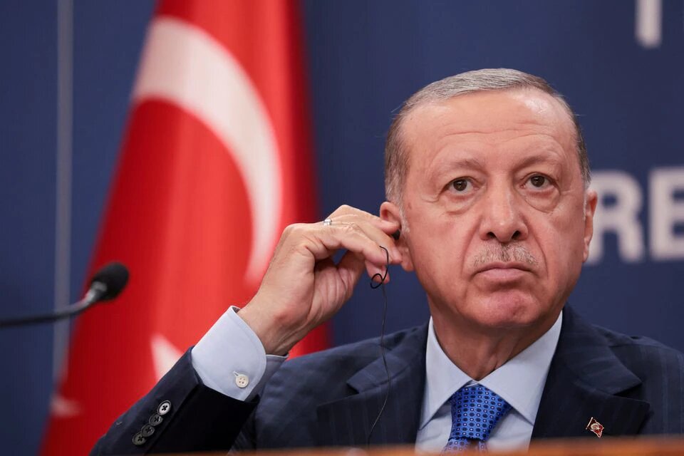 Turkish President Tayyip Erdogan attends a joint news conference with Serbian President Aleksandar Vucic (not pictured) during a visit to Belgrade, Serbia September 7, 2022. REUTERS/Marko Djurica