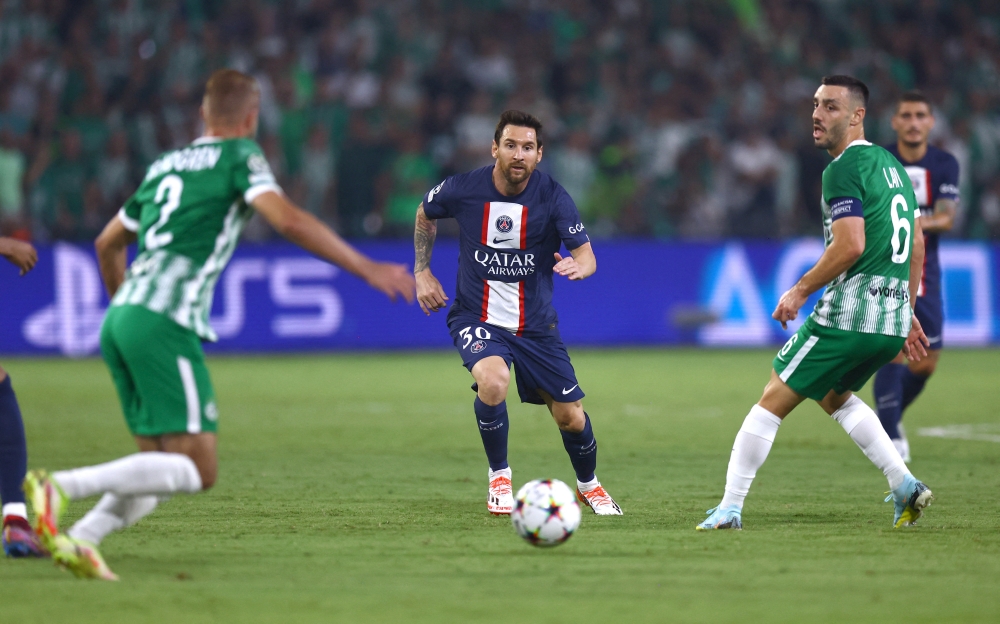 Paris St Germain's Lionel Messi in action during their Group H Champions League match against Maccabi Haifa at the Sammy Ofer Stadium, in Haifa on September 14, 2022. REUTERS/Ronen Zvulun