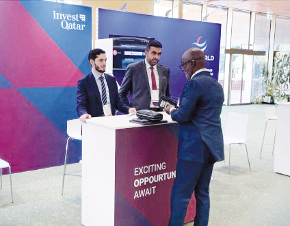 Officials at the IPA Qatar stand at the 26th World Investment Conference in Geneva, Switzerland.
