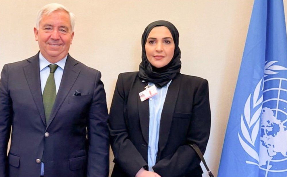 NHRC Chairperson H E Maryam bint Abdullah Al Attiyah with President of the United Nations Human Rights Council Ambassador Federico Villegas.
