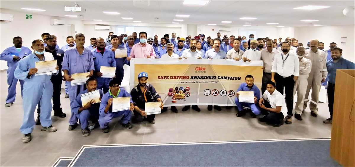 Participants pose for a group photo during the annual Safe Driving Awareness campaign.