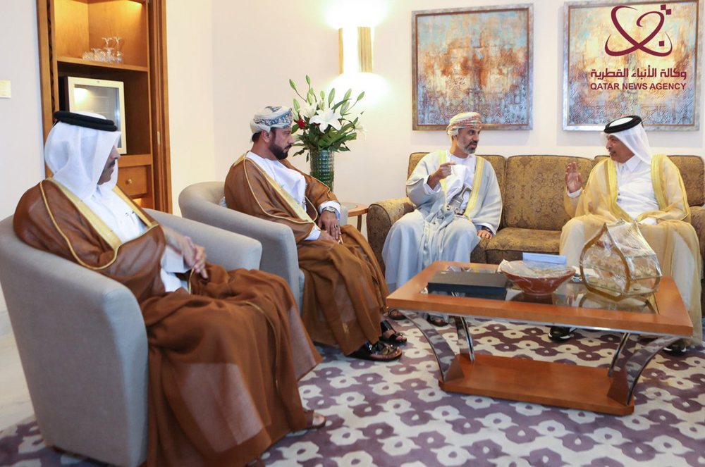 Speaker of the Shura Council H E Hassan bin Abdullah Al Ghanim with officials in Muscat, Oman.