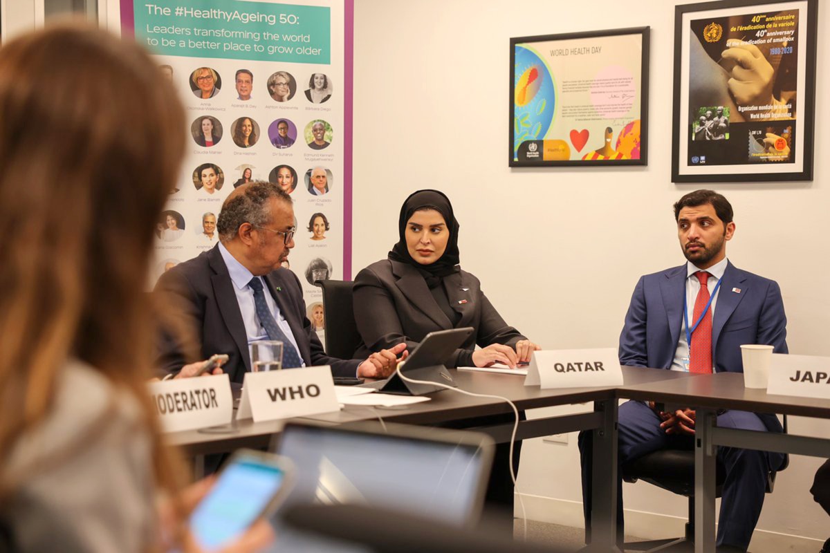Minister of Social Development and Family H E Maryam bint Ali bin Nasser Al Misnad at the event of the Friends of Age-Friendly at the WHO headquarters, in New York City, US. 