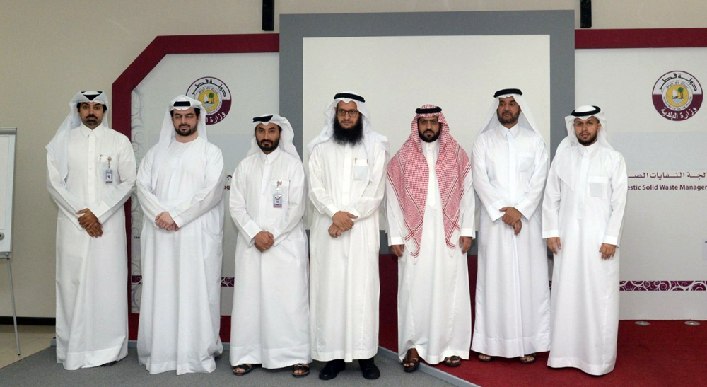 Members of a delegation from GCC General-Secretariat with Qatari officials during their visit to Domestic Solid Waste Management Centre in Mesaieed.