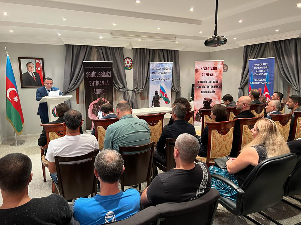 Ambassador Azerbaijan H E Rashad Ismayilov delivering a speech during the Memorial Day celebration.