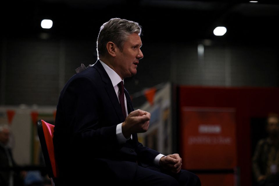 British Labour Party leader Keir Starmer speaks at Britain's Labour Party annual conference in Liverpool, Britain, on September 28, 2022. REUTERS/Henry Nicholls
