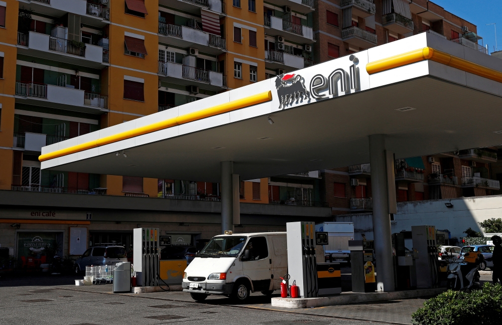 The logo of Italian energy company Eni is seen at a gas station in Rome on August 16, 2018. File Photo / Reuters
