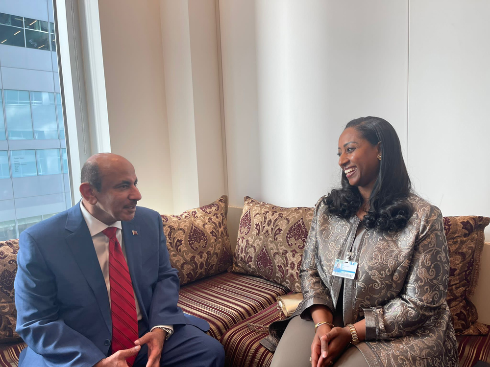 Minister of Transport H E Jassim Saif Ahmed Al Sulaiti during a meeting with Ethiopia’s Minister of Transport H E Dagmawit Moges.