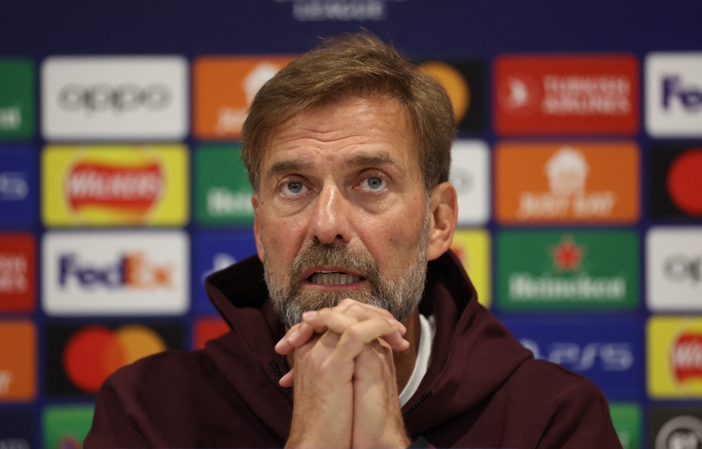 Liverpool manager Juergen Klopp during the press conference ahead of their Champions League match against Rangers at Anfield, Liverpool, on October 3, 2022.  Action Images via Reuters/Carl Recine