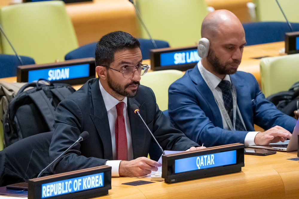 Second Secretary of the Permanent Mission of the State of Qatar to the United Nations, Ali Ahmad Almansouri, attending 77th UNGA Sixth Committees general discussions on measures to eliminate international terrorism.
