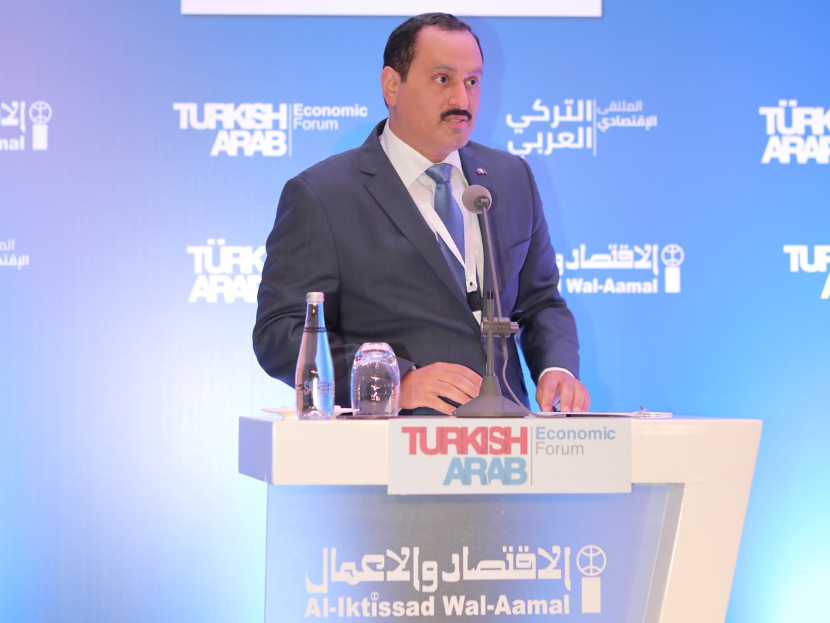 Undersecretary of the Ministry of Commerce and Industry H E Sultan bin Rashid Al Khater addressing the forum, recently. 